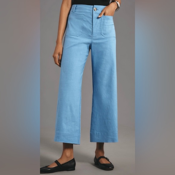 Anthropologie The Colette Cropped Wide-Leg Pants:Magic Fabric Sz 28 NWT READ - Picture 2 of 15